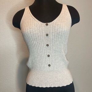Express Cream Ribbed Button-Front Tank Top